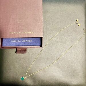 Monica Vinader Green Onyx Mini Siren Charm with 18 k Gold Vermeil Fine Chain